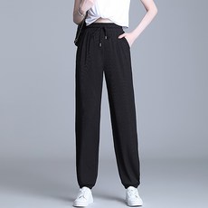 레몬소울 여성용 렌티 플리츠 밴딩 스판 조거팬츠