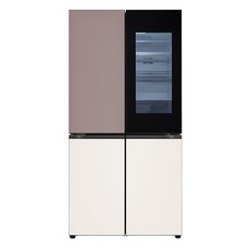 [색상선택형] LG전자 오브제 디오스 노크온 4도어 양문형 냉장고 방문설치, 클레이 핑크 + 베이지, H874GKB312