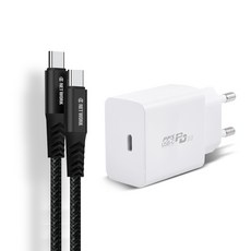 디씨네트워크 삼성 갤럭시 호환 PD PPS C타입 초고속 충전기 어댑터 25W + USB C to C PD Gan 고속 충전 케이블 100W 1m, 화이트(충전기), 블랙(케이블), 1세트