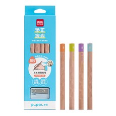 Deli 得力 6B 巨無霸易握矯正鉛筆與削鉛筆機組合 HC123, 1套, 隨機出貨