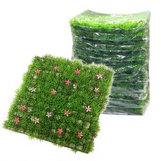 조아트 바닥 블록 인조 꽃 연결형 잔디 핑크 25 x 25 cm, 10개