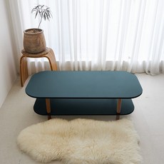 스토리퍼니쳐 하모니 오버라운드 High 2단 쇼파 테이블 1200 x 600 x 480 mm, 터키쉬그린 + 월넛