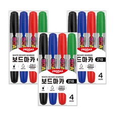PENMAX 210 白板筆 4色3入組, 多色, 12個