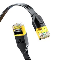 삼지 칼국수형 CAT7 10Gbps 초고속 기가 랜케이블, 블랙, 1개, 8m