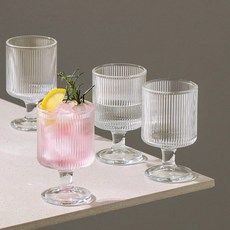 이우아여사 프라하 플리츠 고블렛잔, 230ml, 4개