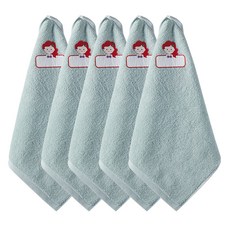 프롬코튼 30수 순면 공주프린팅 고리수건, 5개, 민트 인어공주