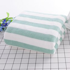 Musikine 海邊條紋大號超細纖維沙灘毛巾 70*140cm, 1個, 綠色