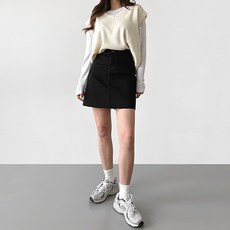 잘빠진 발란스 에이라인 데님 미니 스커트