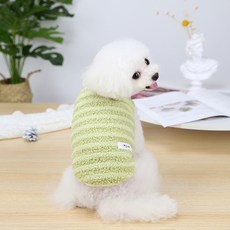 파스텔펫 반려동물 스트라이프 극세사 조끼, 그린, 1개