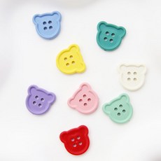 니뜨 비비드 테디베어 단추 18mm 8종 x 5p 세트, 혼합색상, 1세트