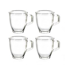 Glasslock 耐熱強化玻璃馬克杯, 透明, 4個
