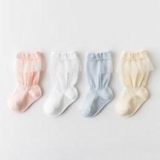하라로이 여아용 레이스 투톤 양말 4종 세트