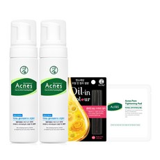 아크네스 클리어 앤 화이트 포밍 워시 150ml 2p + 포어 타이트닝 패드 2p + 오일 인 컬러 스위트 핑크, 1세트
