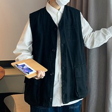 남성용 아메카지 패션템 베이직 디자인 코튼 조끼