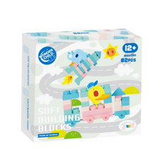 WONDER CHILD 馬卡龍軟積木 Set 82個，台灣製造，柔軟材質，圓潤設計, 1盒, 馬卡龍