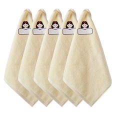 프롬코튼 30수 순면 공주프린팅 고리수건, 5개, 옐로우 백설공주