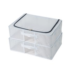 인블룸 PVC 투명 접이식 언더베드 리빙 박스 30L, 투명 화이트, 2개