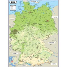 지도닷컴 지형 코팅형 독일 지도 110 x 150 cm, 1개