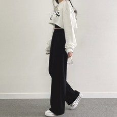 위드후이린 여성용 교복템 트레이닝 와이드 밴딩 팬츠(롱 숏 기본)