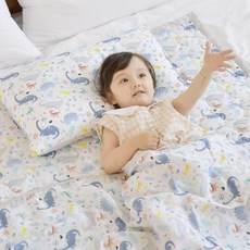 ahtty blanc 兒童夏日涼感寢具組，多種圖案可選, Blue Dino 藍色恐龍