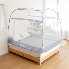 Bluel 免安裝雙門蚊帳 大型加大(2000 x 1500 x 1600mm) 藍灰色, 大型加大(2000 x 1500 x 1600mm)