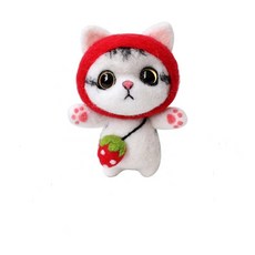 펫돌 양양이 니들펠트 인형 DIY 세트, 딸기 고양이, 1세트
