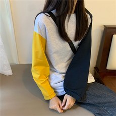 트리플 컬러 포인트 소매 빅사이즈 임산부 긴팔티