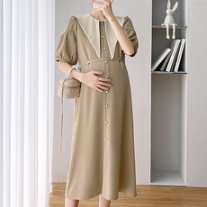  임산부 알럽홈 롱카라 버튼 원피스  상품 이미지