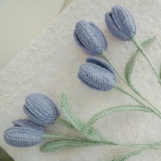 슬로우모먼츠 말랑 튤립 꽃다발 코바늘 DIY 초보 패키지 세트, 페일블루, 1세트