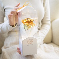 아스파시아 비누꽃 젤린 감사 꽃다발 + 핸들 캐리어 + LED 전구 + 용돈 홀더 세트, 골드장미(꽃다발), 1세트 골드장미(꽃다발), 1세트