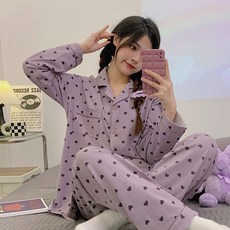엘쏘 여성용 긴팔 파자마 빅사이즈 홈웨어 여름 실내복 잠옷 세트