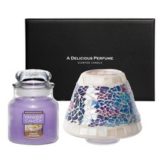 Yankee Candle 小罐香薰蠟燭+馬賽克 Jashade 禮品套組, 深海, 檸檬薰衣草