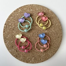 비솔 여아용 쁘띠 하트 머리끈 4종 x 2p 세트 솔 여아용 쁘띠 하트 머리끈 4종 x 2p 세트