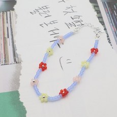 비단길 오션스 작은꽃 비즈 은팔찌