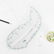 유니크 둥근 곡선자 + 한글 표기 설명서 세트 G-009, 1세트