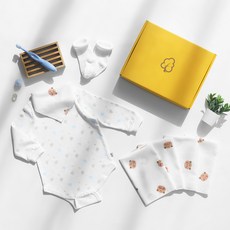 맘스네이처 유아용 오가닉 바디슈트 + 양말 + 엠보 손수건 5p 세트