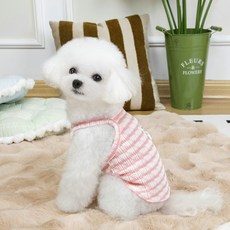 PASTEL PET 寵物彩色條紋背心, 粉色, 1個