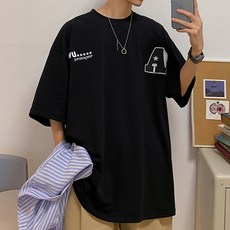 블랙101 남성용 나키로스 캐쥬얼 오버핏 반팔 티셔츠 B235MF00648