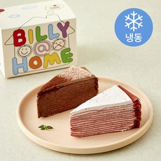 빌리엣홈 초코 + 딸기 크레이프 케이크 (냉동), 110g, 1개