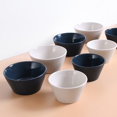 ROYAL VERREL Daily 陶瓷碗組, 海軍藍色 小碗4入 + 大碗4入, 飯碗 260ml x 4個 + 湯碗 430ml x 4個, 奶油白色 + 海軍藍色, 1組
