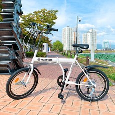 옐로우콘 시티즌 미니벨로 7단 접이식 자전거 85% 조립배송, 시티즌 화이트, 147cm