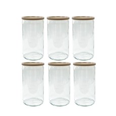 WECK 일자형 유리몸체 6p + PE 뚜껑 베이지 6p 세트 No.974, 1590ml, 1세트