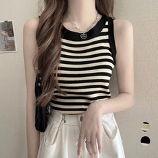 엘쏘 여성용 스트라이프 민소매 나시 티셔츠
