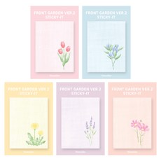 모노라이크 스티키 점착메모지 프론트가든 Ver 2 5종 세트, Tulip, Field flowers, Dandelion, Lavender, Cosmos, 1세트