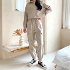 jalbba jean 女款拉鍊短版夾克慢跑褲上下套裝