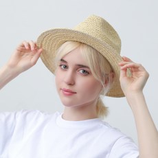 아이엠캡 밀짚 슬림 레더라인 중챙 페도라