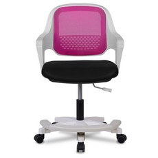 체어클럽 쿠보 발받침형 메쉬 의자, 화이트(바디) + 핑크