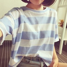 다이렉트유통 여성용 스트라이프 반팔 티셔츠 RF014