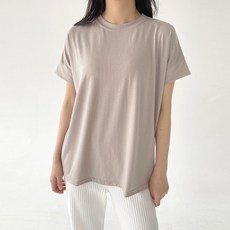 플랜데이 여성용 베이직 라운드 루즈핏 반팔 티셔츠