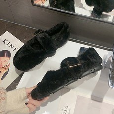 여성용 버클 포인트 캐시미어 안감 털신발